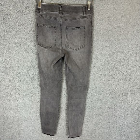 SPANX Jeans Womens S Gray Distressed Denim Pull On Skinny Raw Hem - Picture 3 of 9
